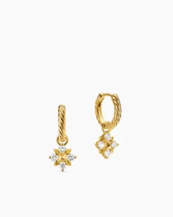 Petite Modern Renaissance® Pyramid Drop Earrings 18K Yellow Gold with Diamonds, 18.8mm