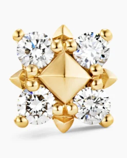 Petite Modern Renaissance® Pyramid Stud Earrings 18K Yellow Gold with Diamonds, 8mm
