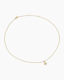 Petite Modern Renaissance® Pyramid Pendant Necklace 18K Yellow Gold with Diamonds, 10.9mm