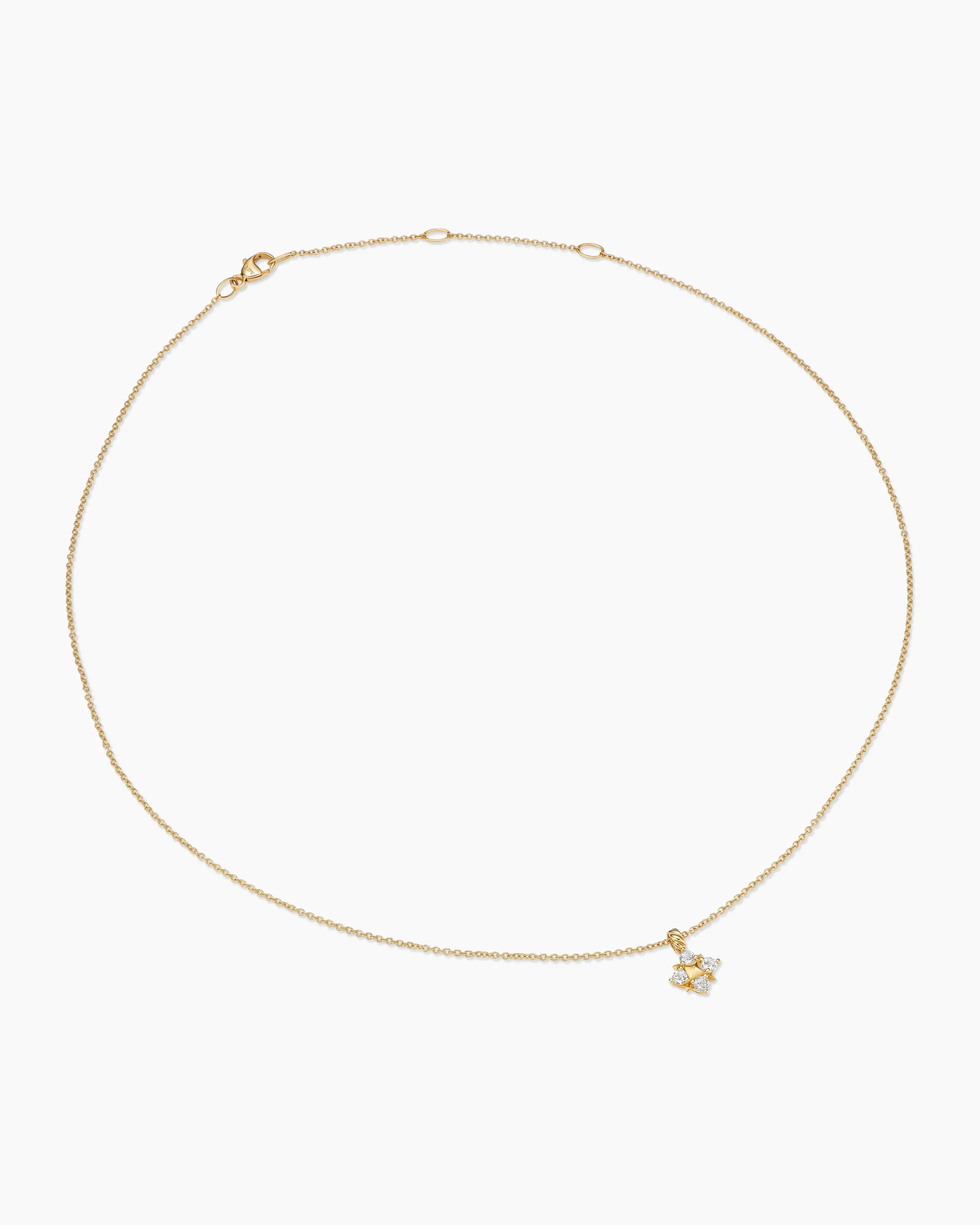 Petite Modern Renaissance® Pyramid Pendant Necklace 18K Yellow Gold with Diamonds, 10.9mm