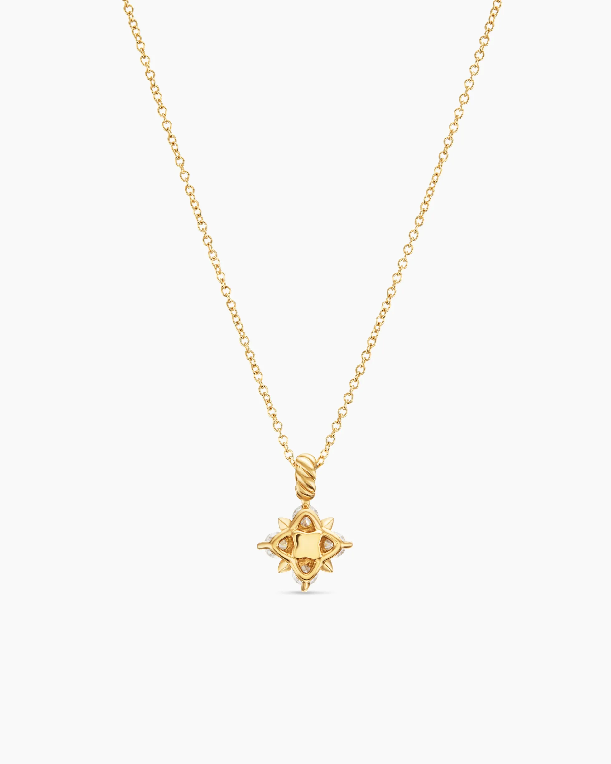 Petite Modern Renaissance® Pyramid Pendant Necklace 18K Yellow Gold with Diamonds, 10.9mm