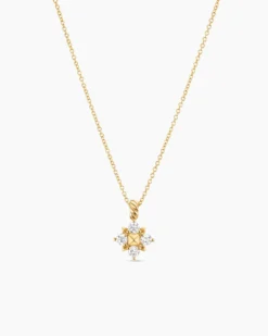Petite Modern Renaissance® Pyramid Pendant Necklace 18K Yellow Gold with Diamonds, 10.9mm
