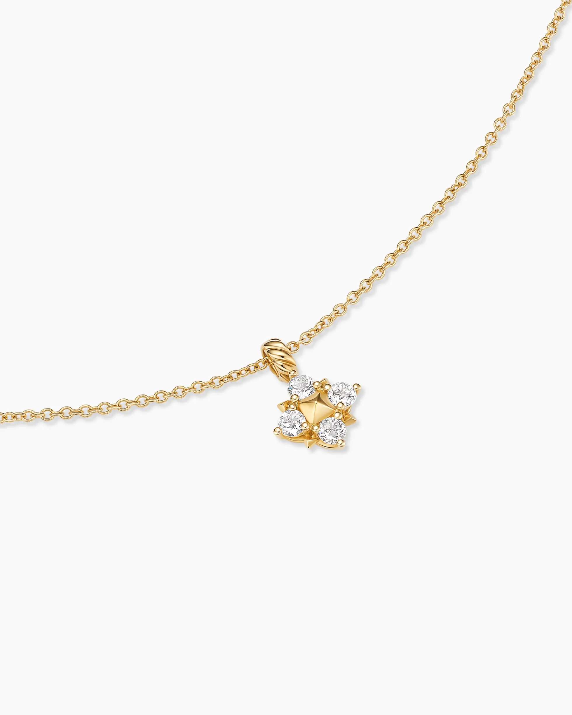 Petite Modern Renaissance® Pyramid Pendant Necklace 18K Yellow Gold with Diamonds, 10.9mm