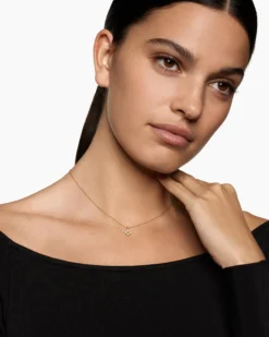 Petite Modern Renaissance® Pyramid Pendant Necklace 18K Yellow Gold with Diamonds, 10.9mm
