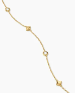 Petite Modern Renaissance® Pyramid Station Necklace 18K Yellow Gold with Diamonds, 4.6mm