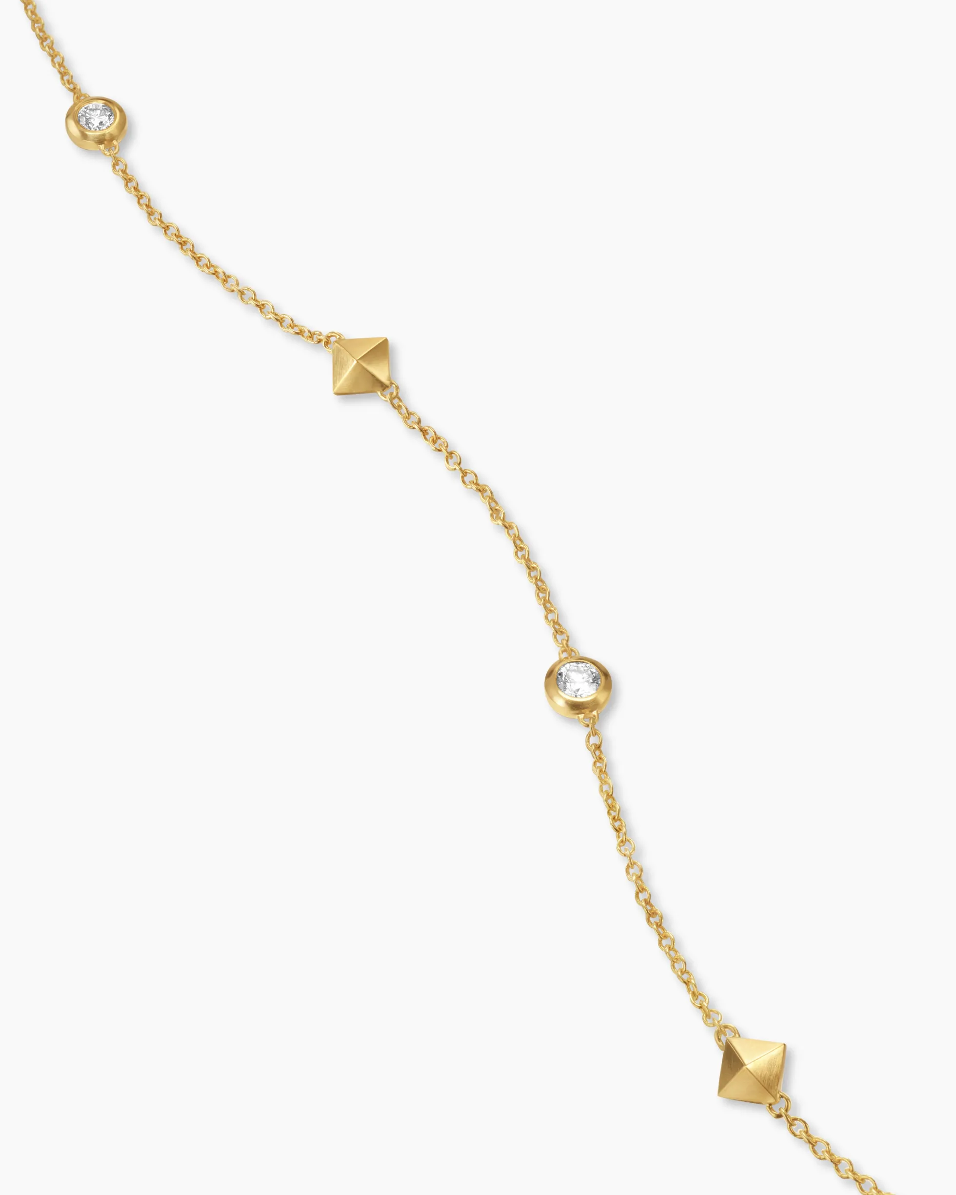 Petite Modern Renaissance® Pyramid Station Necklace 18K Yellow Gold with Diamonds, 4.6mm