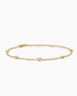 Petite Modern Renaissance® Station Bracelet 18K Yellow Gold with Diamonds, 4.6mm