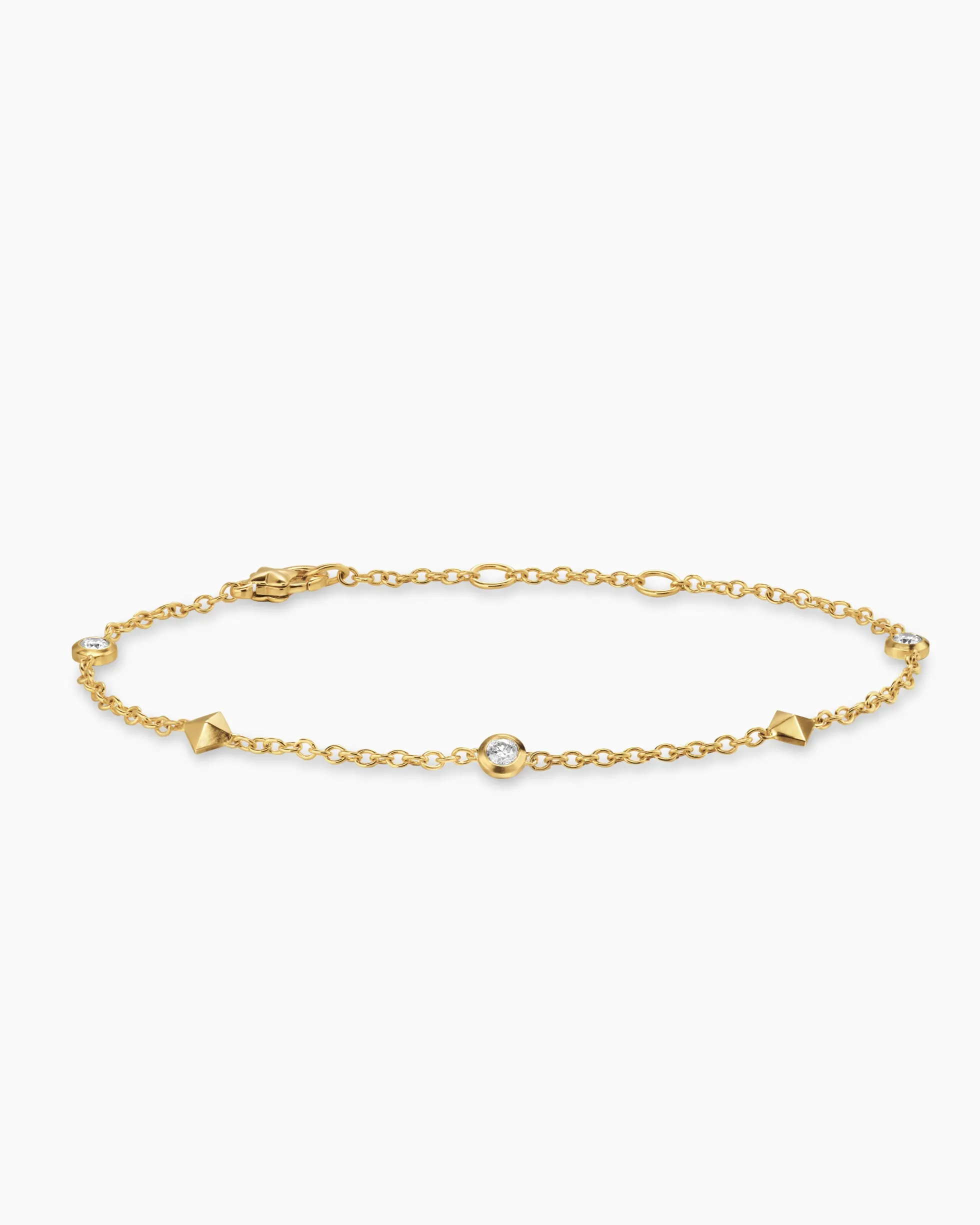 Petite Modern Renaissance® Station Bracelet 18K Yellow Gold with Diamonds, 4.6mm