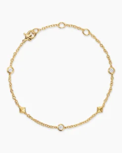 Petite Modern Renaissance® Station Bracelet 18K Yellow Gold with Diamonds, 4.6mm