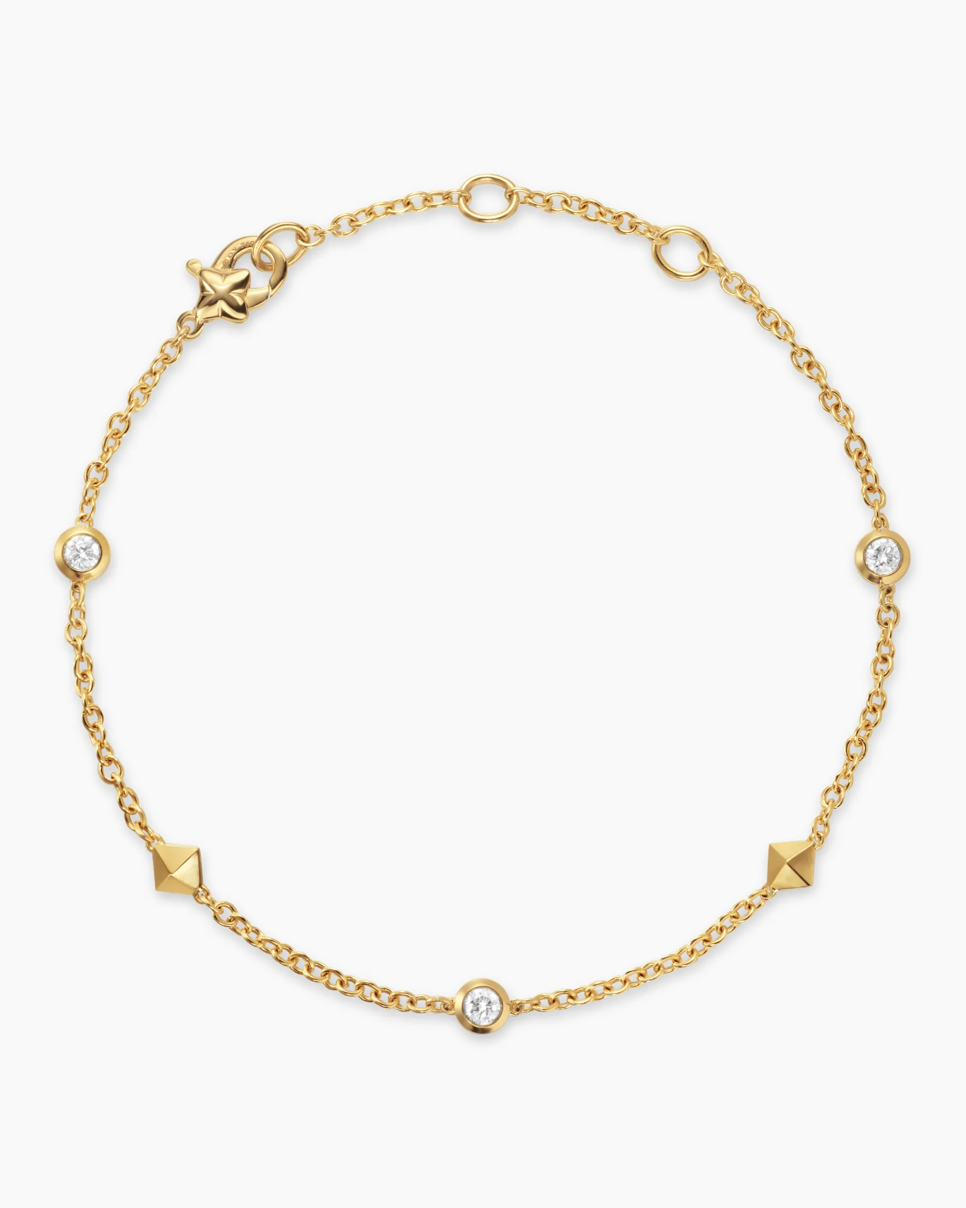 Petite Modern Renaissance® Station Bracelet 18K Yellow Gold with Diamonds, 4.6mm