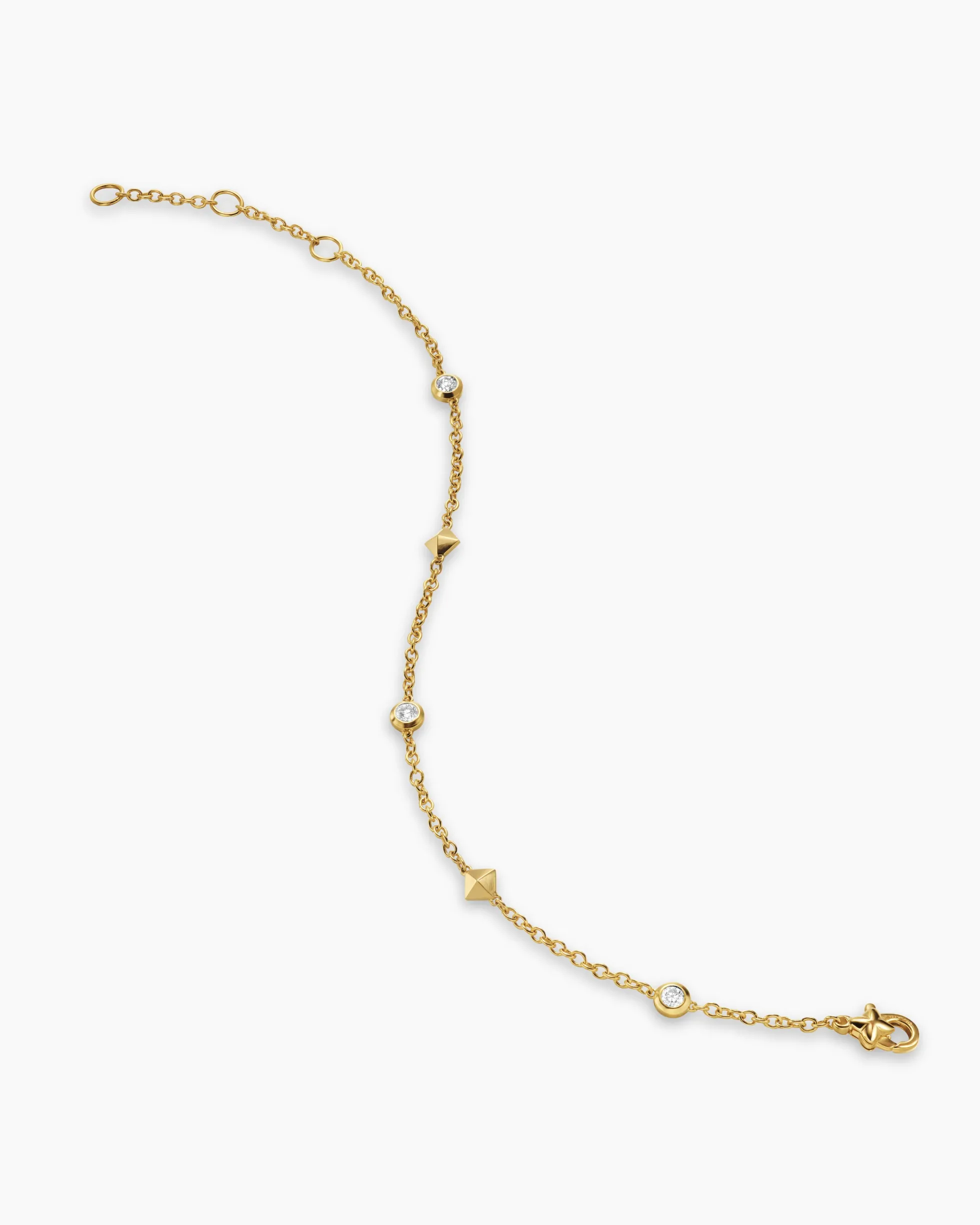Petite Modern Renaissance® Station Bracelet 18K Yellow Gold with Diamonds, 4.6mm
