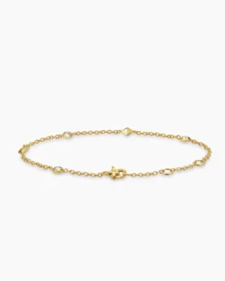 Petite Modern Renaissance® Station Bracelet 18K Yellow Gold with Diamonds, 4.6mm