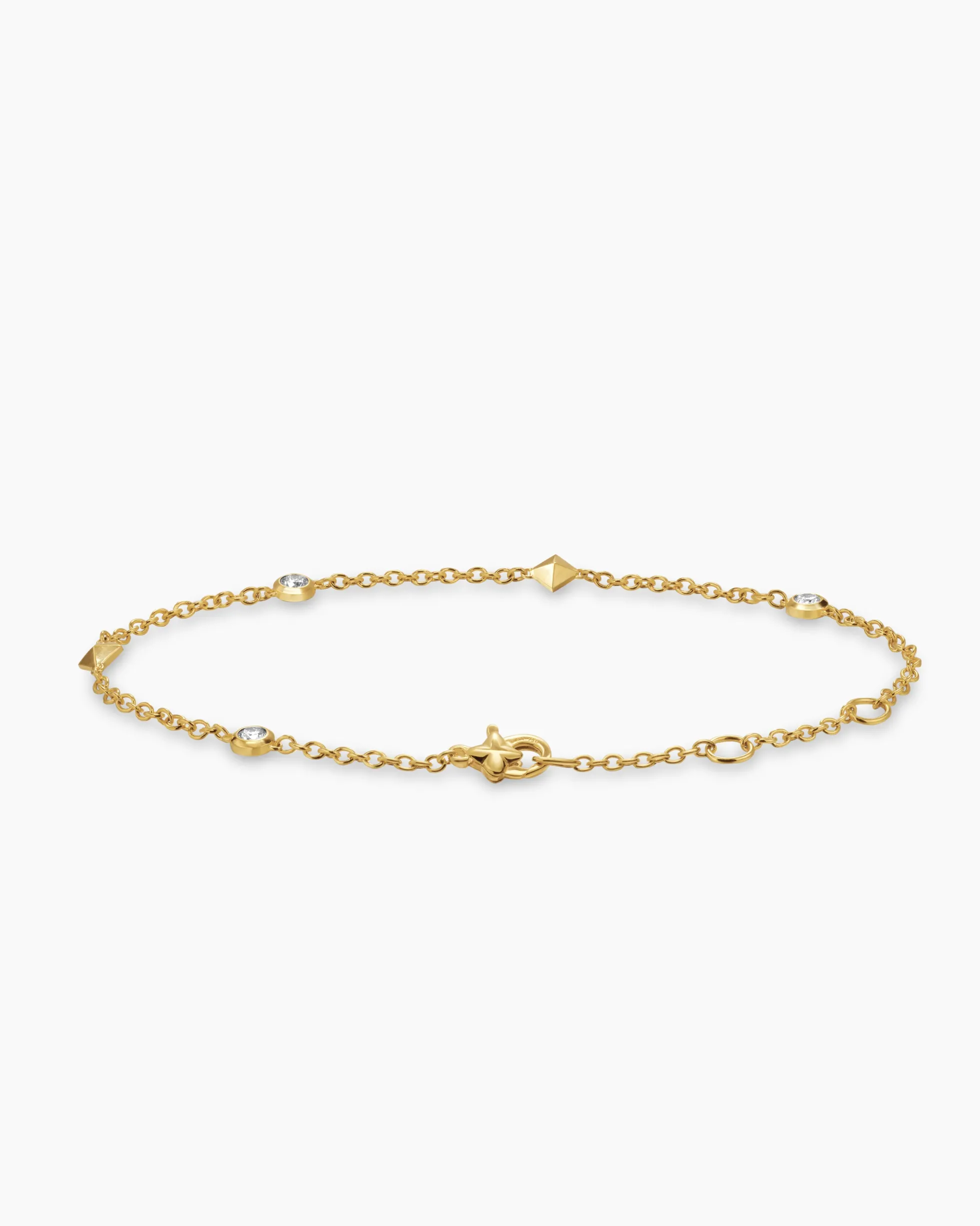 Petite Modern Renaissance® Station Bracelet 18K Yellow Gold with Diamonds, 4.6mm