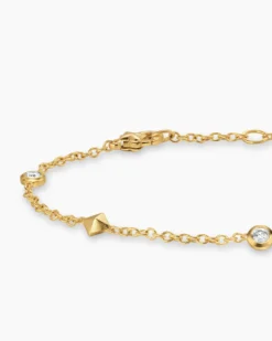 Petite Modern Renaissance® Station Bracelet 18K Yellow Gold with Diamonds, 4.6mm