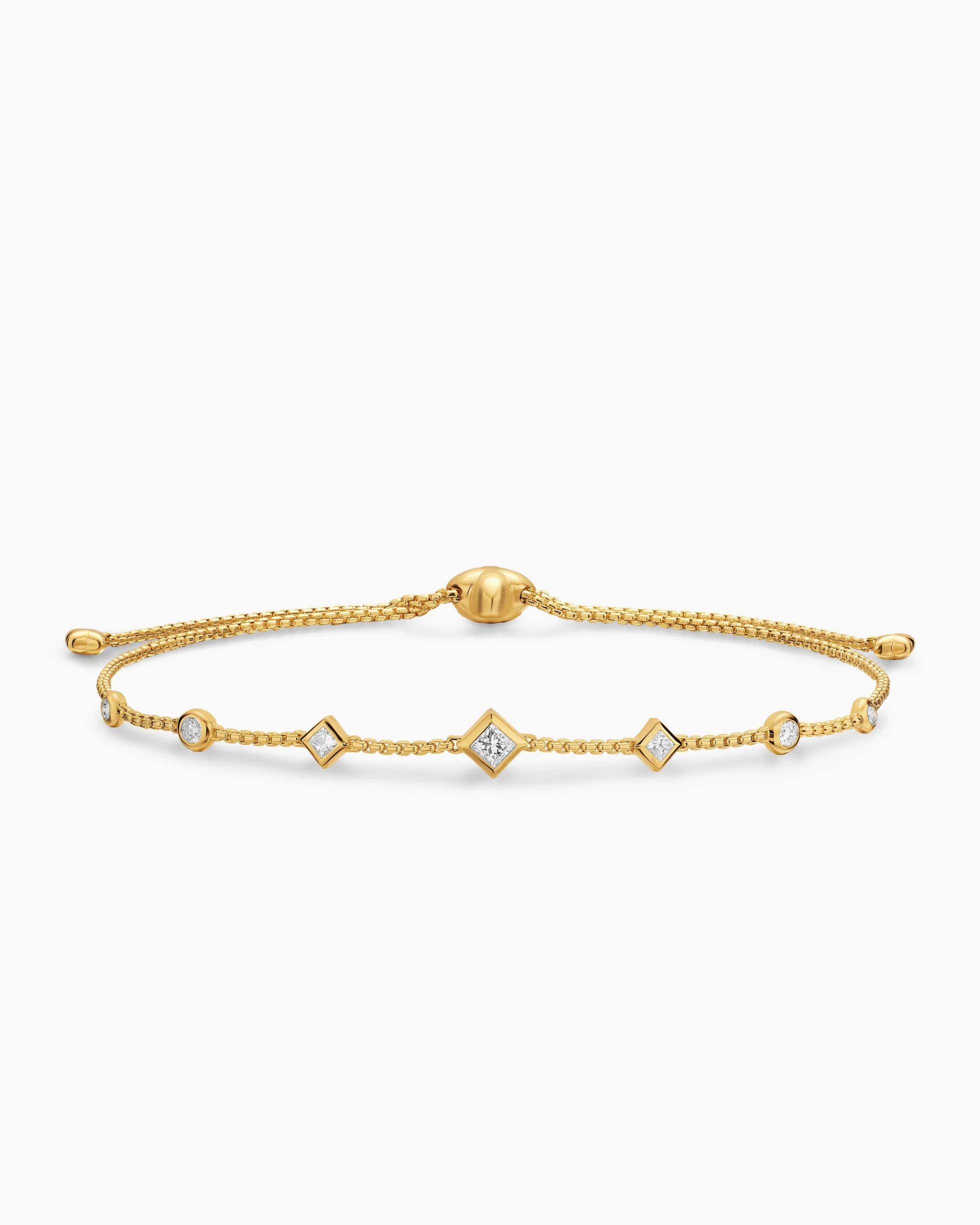Petite Modern Renaissance® Station Chain Bracelet 18K Yellow Gold with Diamonds, 7.5mm