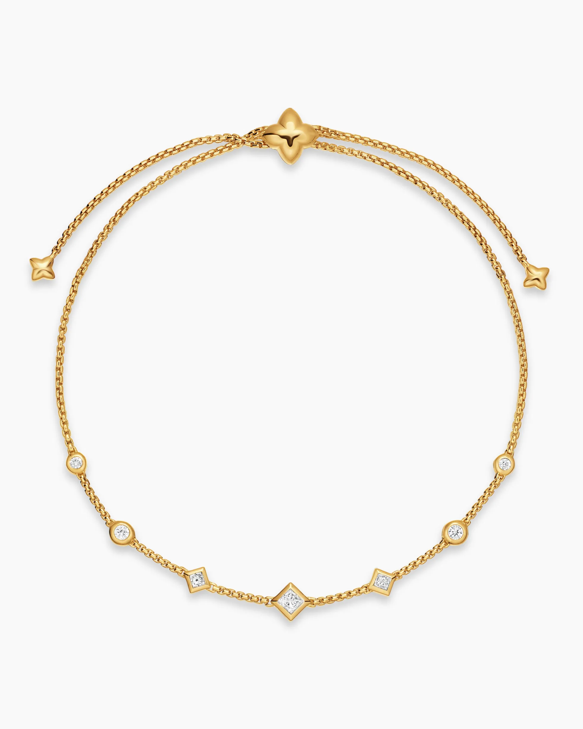 Petite Modern Renaissance® Station Chain Bracelet 18K Yellow Gold with Diamonds, 7.5mm