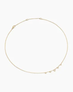 Petite Modern Renaissance® Station Chain Necklace 18K Yellow Gold with Diamonds, 3.4mm