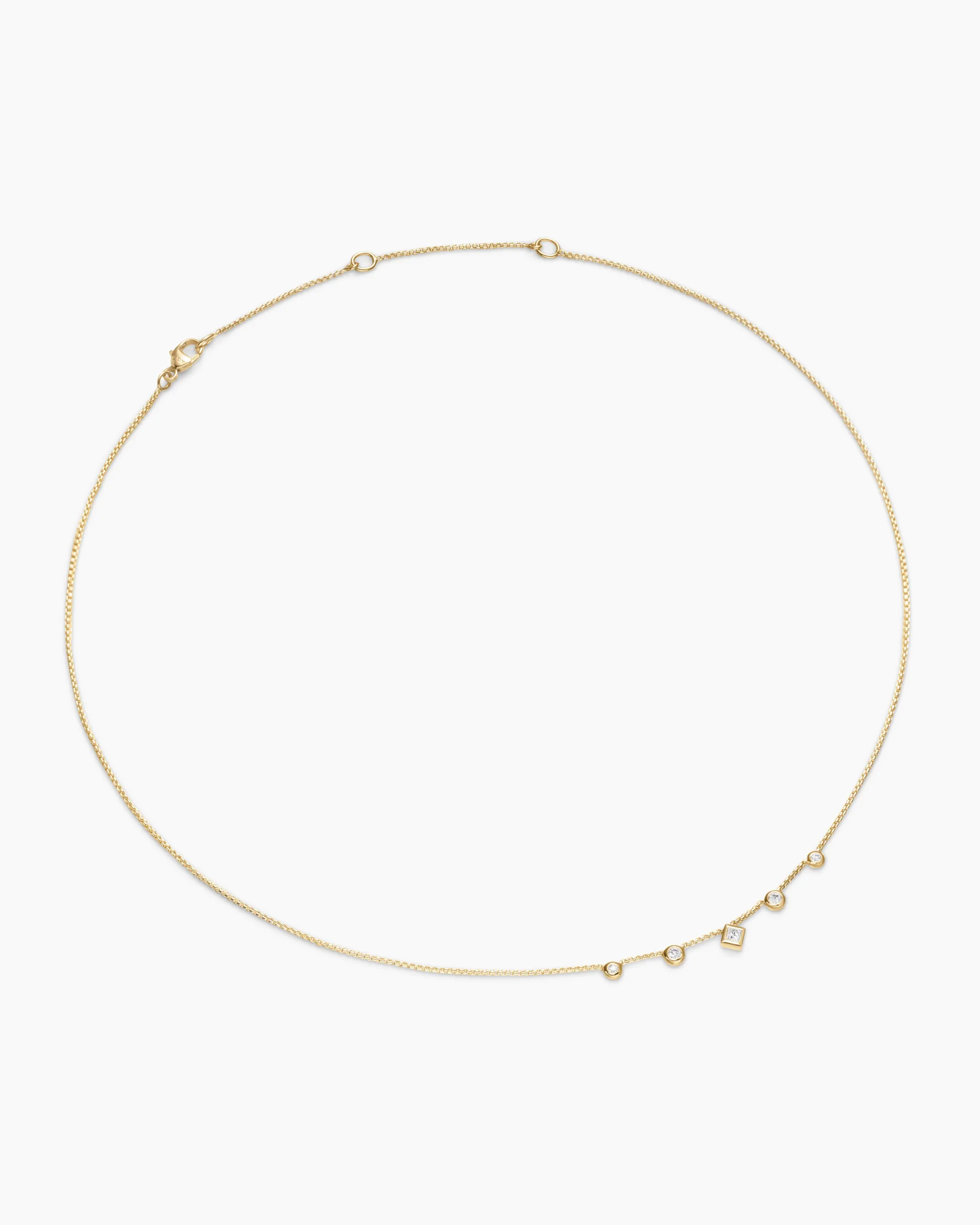 Petite Modern Renaissance® Station Chain Necklace 18K Yellow Gold with Diamonds, 3.4mm