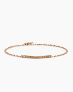 Petite Pavé Bar Bracelet 18K Rose Gold with Cognac Diamonds, 1.7mm