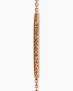 Petite Pavé Bar Bracelet 18K Rose Gold with Cognac Diamonds, 1.7mm
