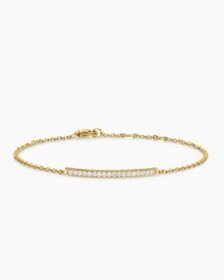 Petite Pavé Bar Bracelet 18K Yellow Gold with Diamonds, 1.7mm
