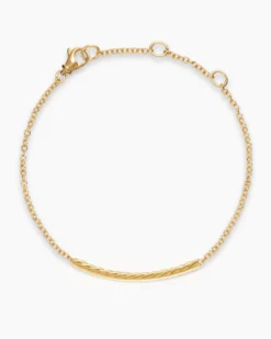 Petite Pavé Bar Bracelet 18K Yellow Gold with Diamonds, 1.7mm