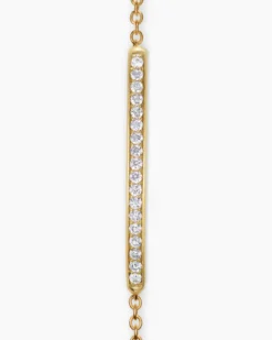 Petite Pavé Bar Bracelet 18K Yellow Gold with Diamonds, 1.7mm