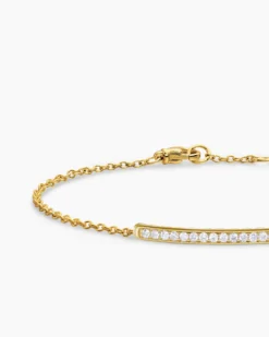 Petite Pavé Bar Bracelet 18K Yellow Gold with Diamonds, 1.7mm