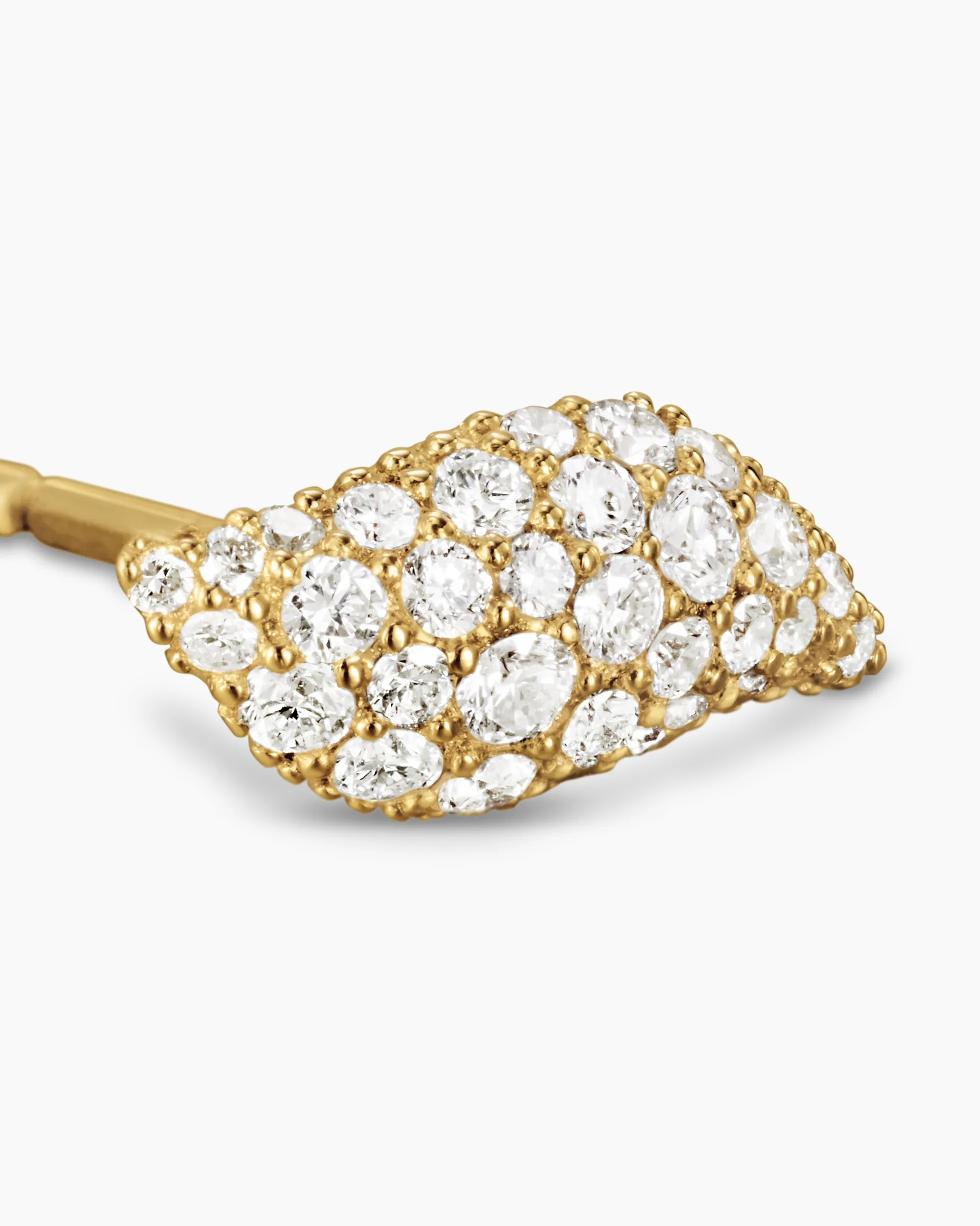 Petite Pavé Flute Stud Earrings 18K Yellow Gold with Diamonds, 10.6mm
