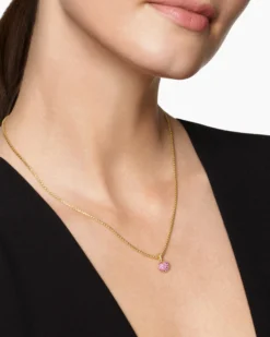 Petite Pavé Heart Amulet 18K Yellow Gold with Pink Sapphires, 7.4mm