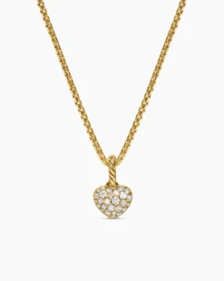 Petite Pavé Heart Amulet 18K Yellow Gold with Diamonds, 7.4mm