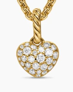 Petite Pavé Heart Amulet 18K Yellow Gold with Diamonds, 7.4mm