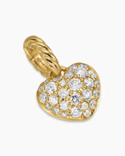 Petite Pavé Heart Amulet 18K Yellow Gold with Diamonds, 7.4mm