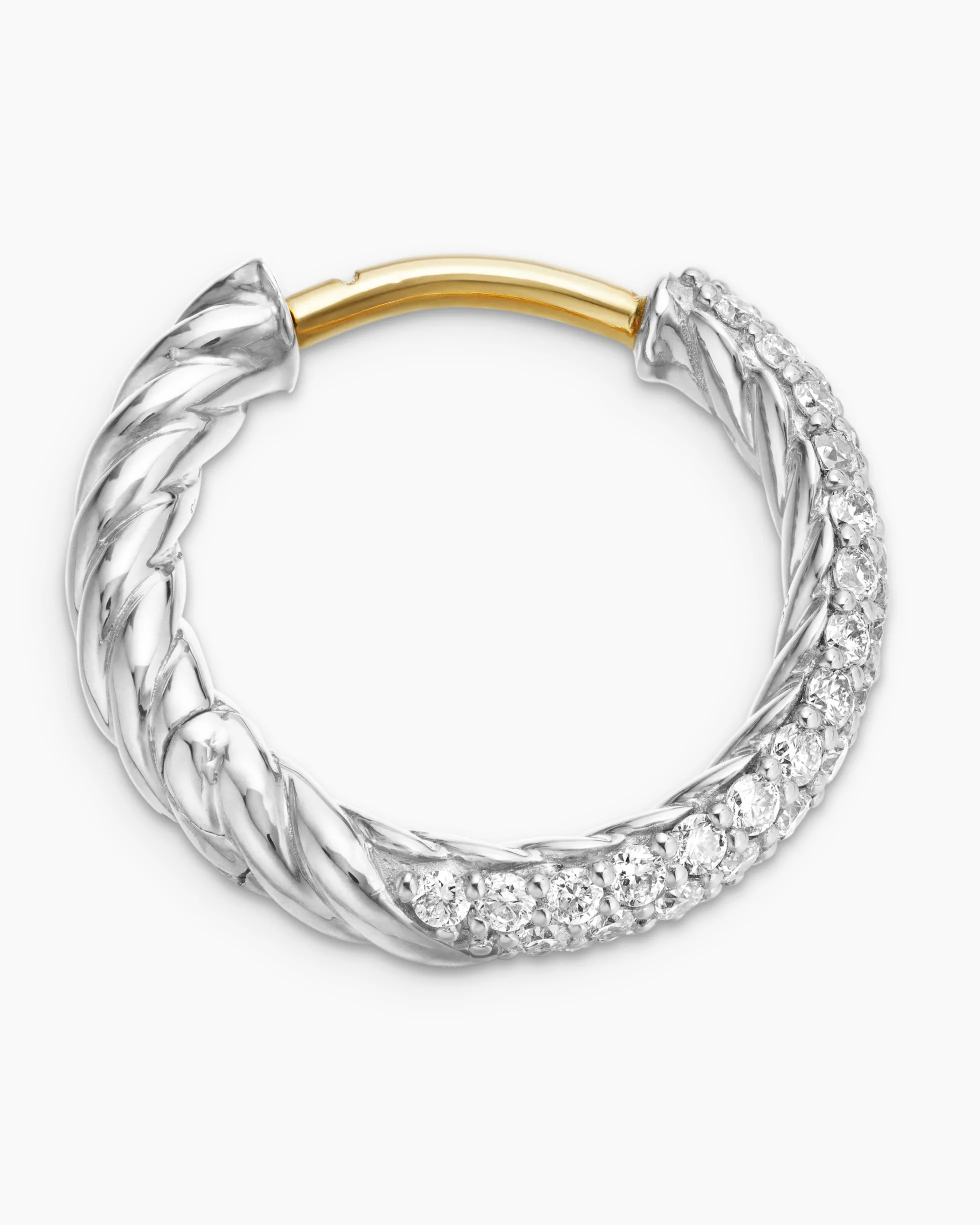 Petite Pavé Huggie Hoop Earrings Sterling Silver with Diamonds, 14mm
