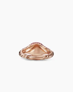 Petite Pavé Pinky Ring 18K Rose Gold with Pink Sapphires, 7mm