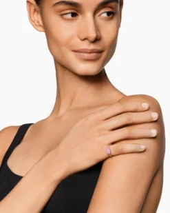 Petite Pavé Pinky Ring 18K Rose Gold with Pink Sapphires, 7mm