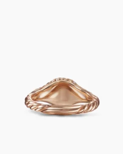 Petite Pavé Pinky Ring 18K Rose Gold with Cognac Diamonds, 7mm