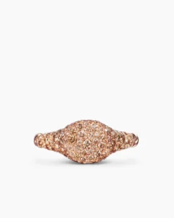 Petite Pavé Pinky Ring 18K Rose Gold with Cognac Diamonds, 7mm
