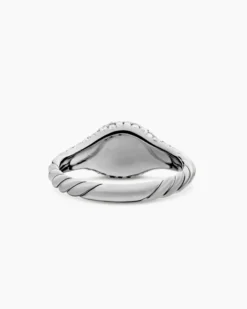 Petite Pavé Pinky Ring 18K White Gold with Diamonds, 7mm