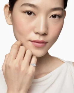 Petite Pavé Pinky Ring 18K White Gold with Diamonds, 7mm