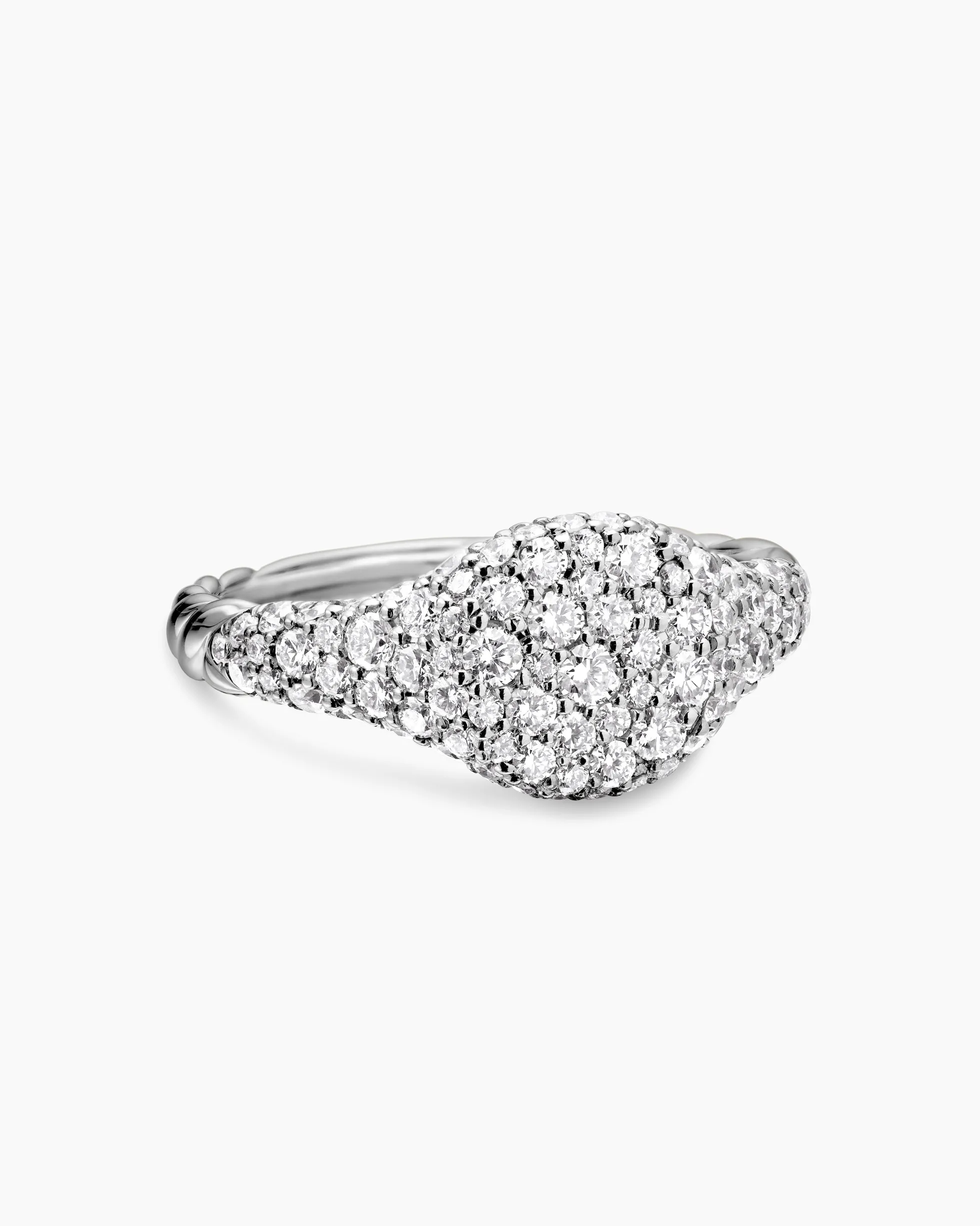 Petite Pavé Pinky Ring 18K White Gold with Diamonds, 7mm