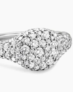 Petite Pavé Pinky Ring 18K White Gold with Diamonds, 7mm