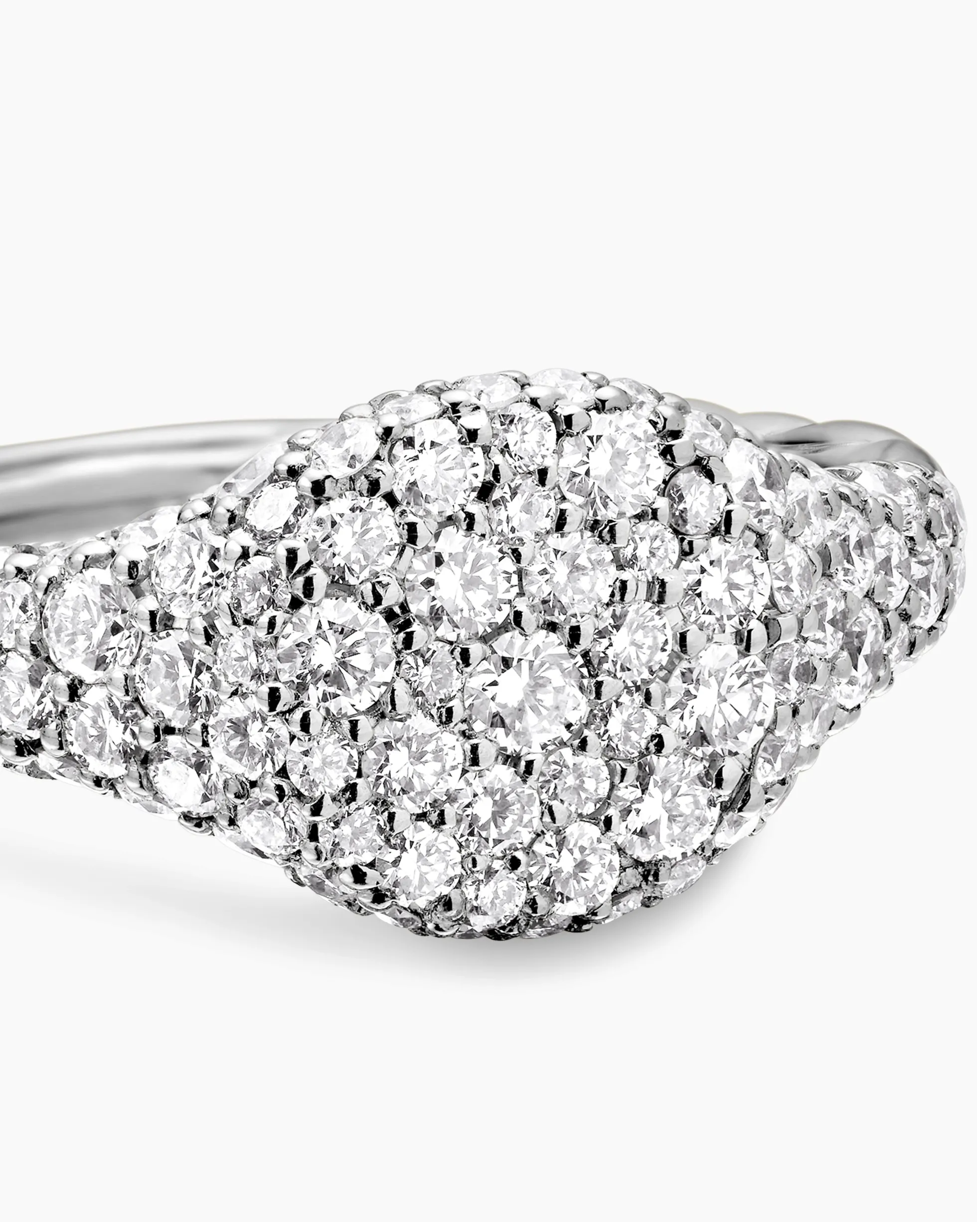 Petite Pavé Pinky Ring 18K White Gold with Diamonds, 7mm