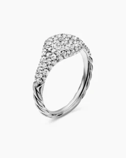 Petite Pavé Pinky Ring 18K White Gold with Diamonds, 7mm