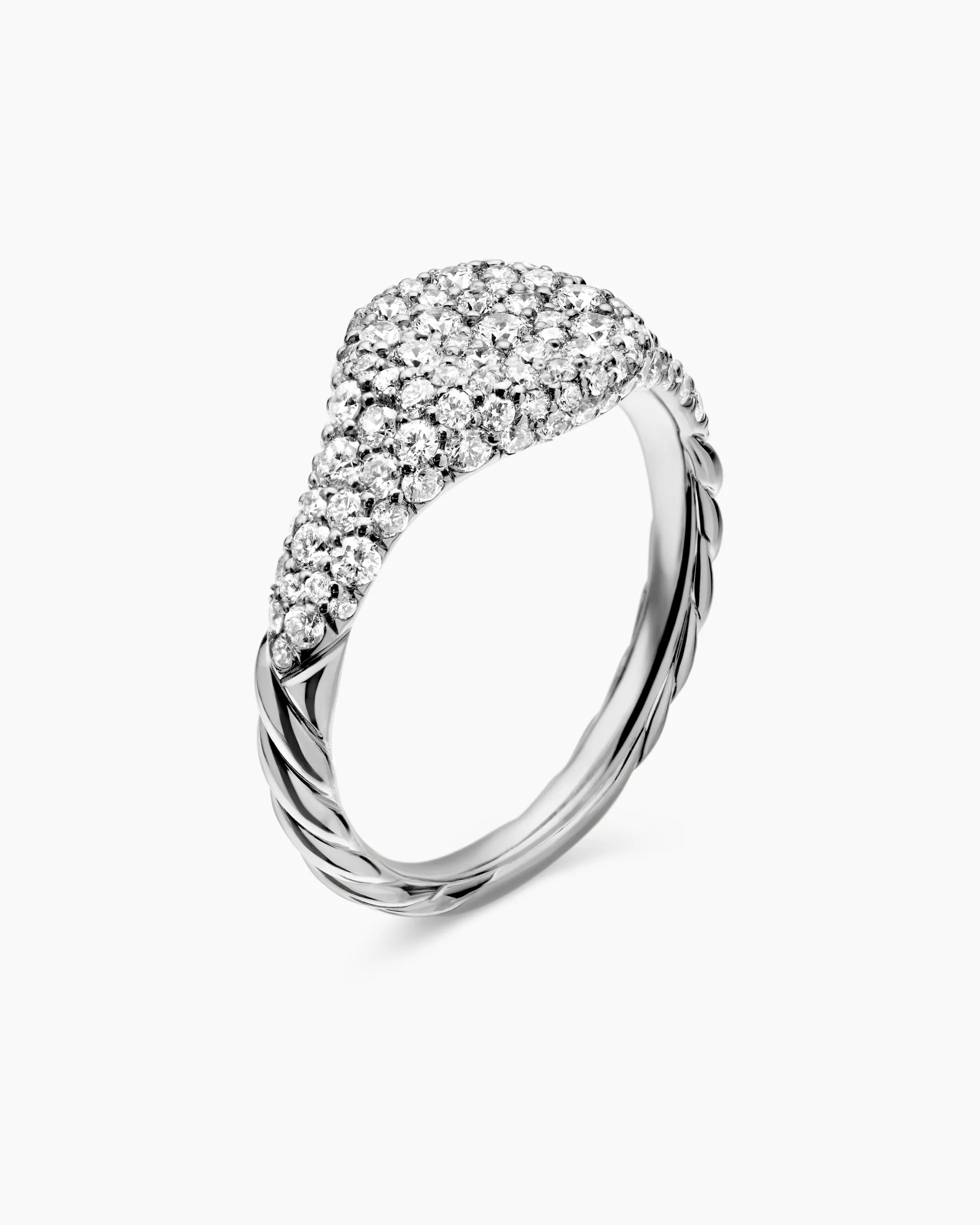 Petite Pavé Pinky Ring 18K White Gold with Diamonds, 7mm
