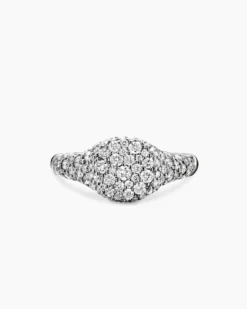 Petite Pavé Pinky Ring 18K White Gold with Diamonds, 7mm