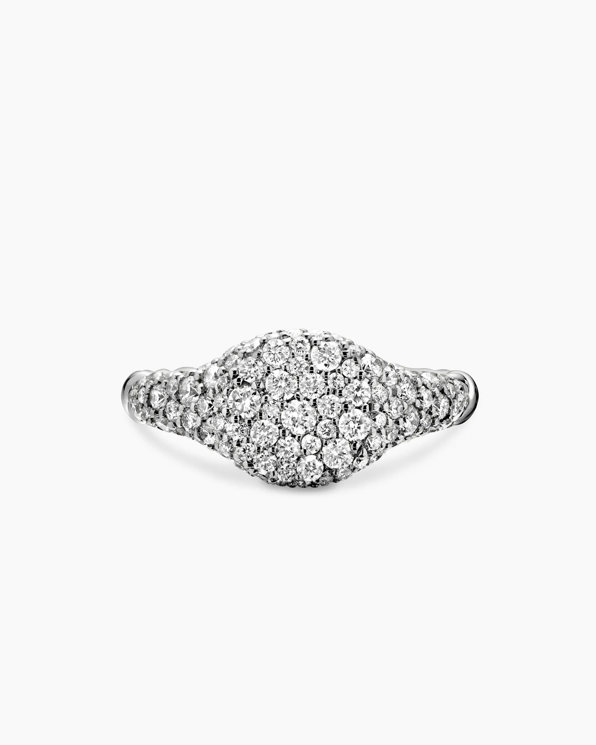 Petite Pavé Pinky Ring 18K White Gold with Diamonds, 7mm