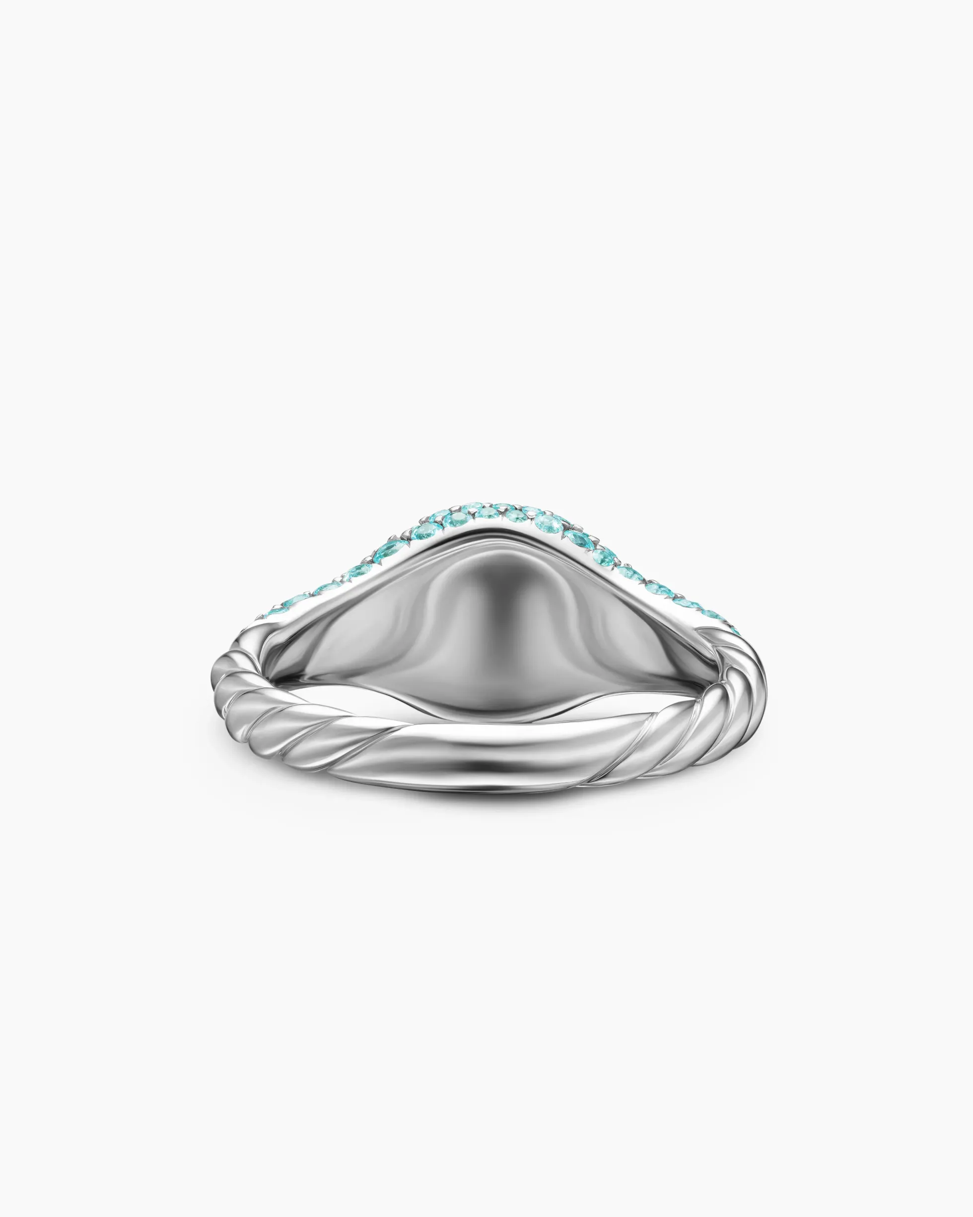 Petite Pavé Pinky Ring 18K White Gold with Paraiba Tourmalines, 7mm