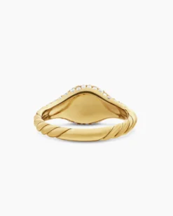 Petite Pavé Pinky Ring 18K Yellow Gold with Diamonds, 7mm