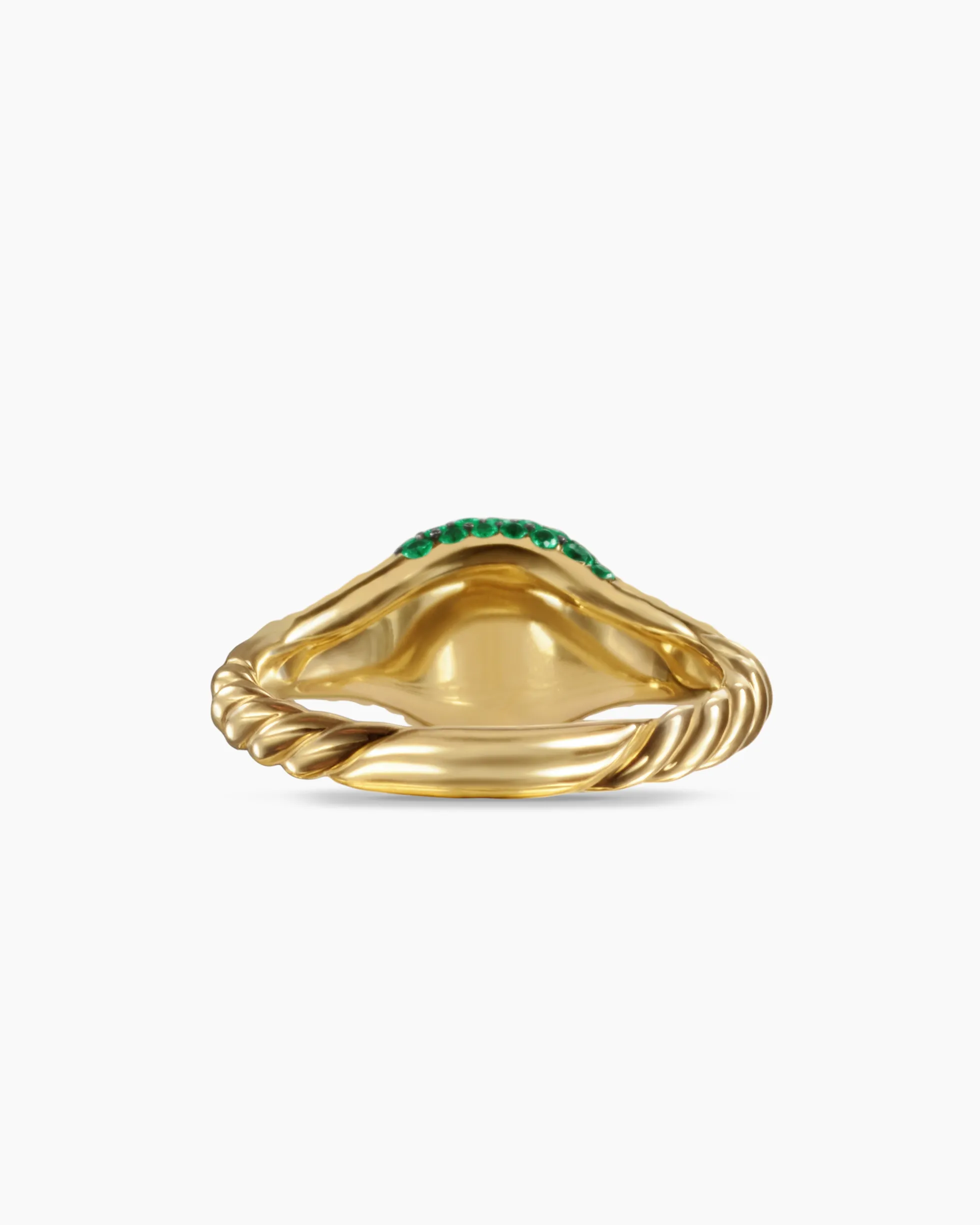 Petite Pavé Pinky Ring 18K Yellow Gold with Emeralds, 7mm